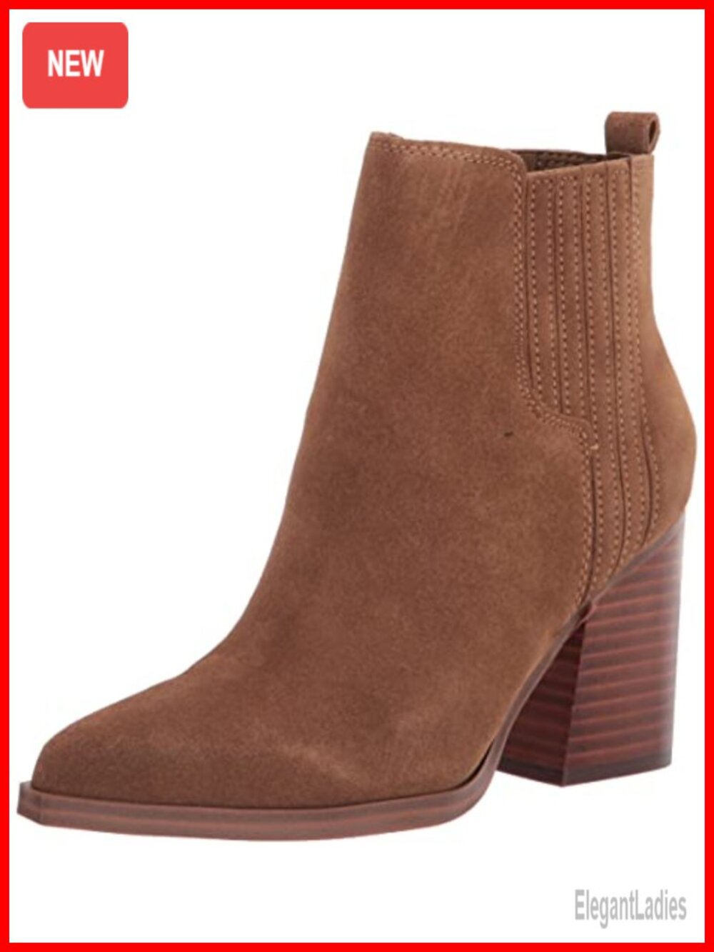 Marc Fisher Matter Suede Stacked Heel Pointed Toe Ankle Bootie